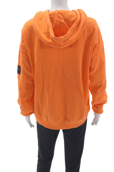 PE Nation Women Pullover Hoodie Orange Organic Cotton Long Sleeve Size S