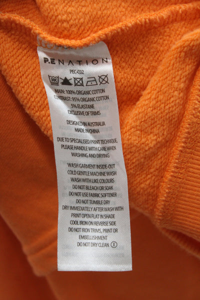 PE Nation Women Pullover Hoodie Orange Organic Cotton Long Sleeve Size S