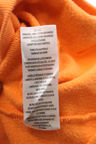 PE Nation Women Pullover Hoodie Orange Organic Cotton Long Sleeve Size S