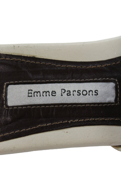 Emme Parsons Womens Leo Leather Flat Slide Sandals Cream Size 9
