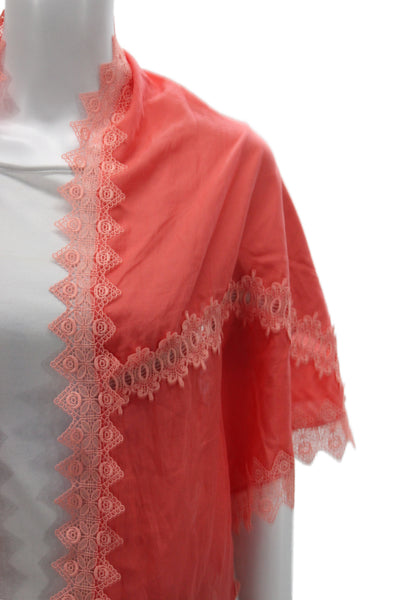 Charo Ruiz Womens Cotton Lace Detail Wrap Shawl Pink