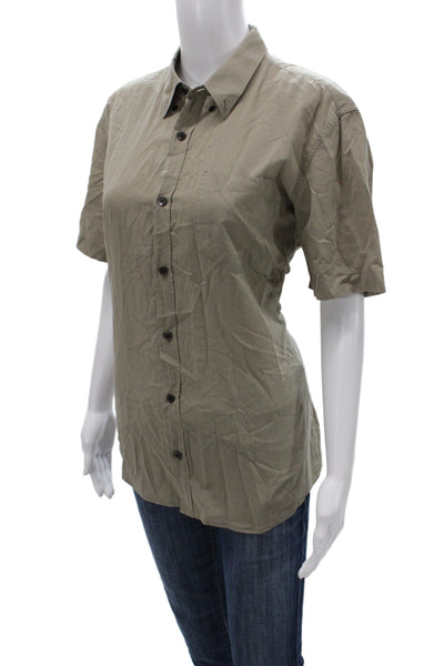 Dries Van Noten Mens Button Up Collared Short Sleeve Brown Cotton Shirt Size 50