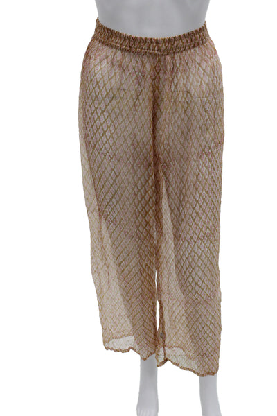 Vicente Ganesha Ibiza Womens Cropped Silk Argyle Boho Pants Size One Size
