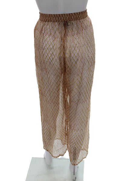 Vicente Ganesha Ibiza Womens Cropped Silk Argyle Boho Pants Size One Size