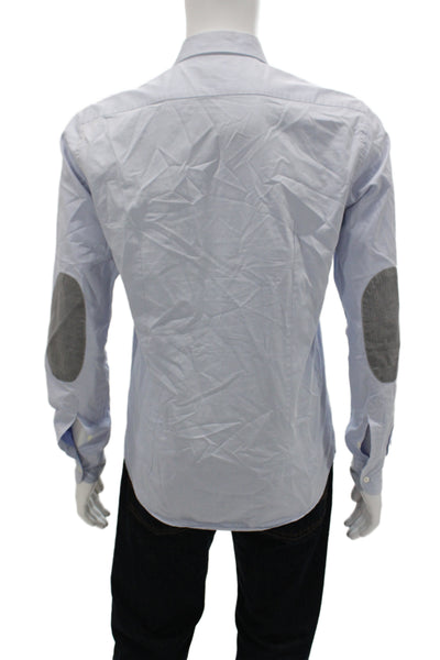 Aglini Mens Cotton Long Sleeve Collared Button-Down Shirt Blue Size 41