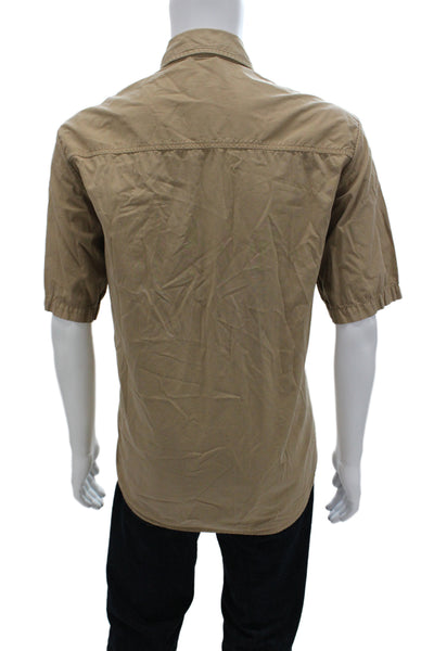 APC Mens Cotton Short Sleeve Collared Button-Down Shirt Brown Size L