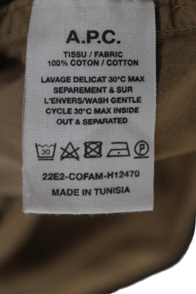 APC Mens Cotton Short Sleeve Collared Button-Down Shirt Brown Size L