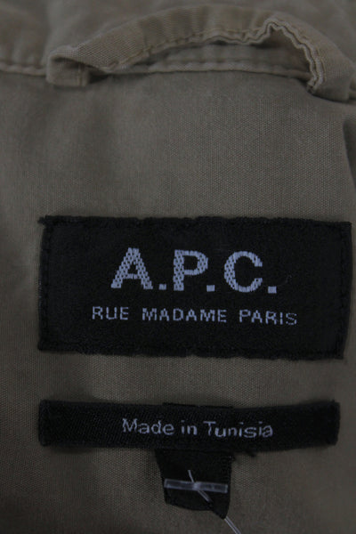 APC Mens Cotton Short Sleeve Collared Button-Down Shirt Brown Size L