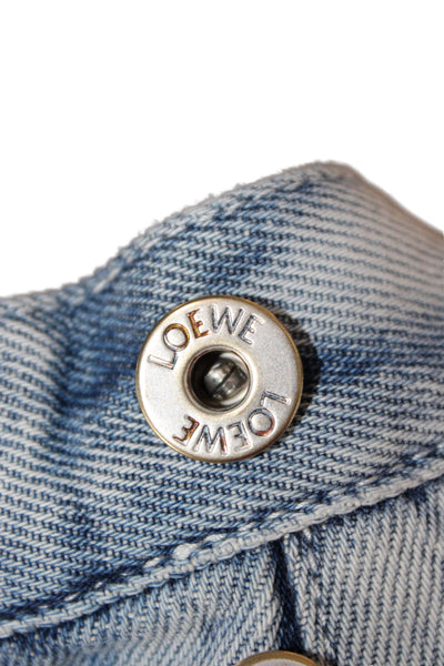 Loewe Unisex Adults Straight Floral High Waist Cotton Jeans Blue Size 32