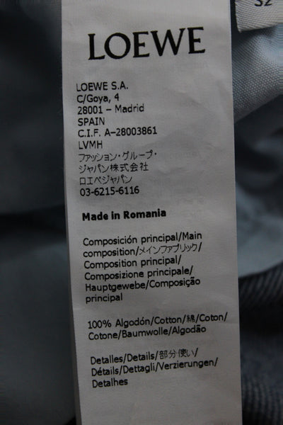 Loewe Unisex Adults Straight Floral High Waist Cotton Jeans Blue Size 32