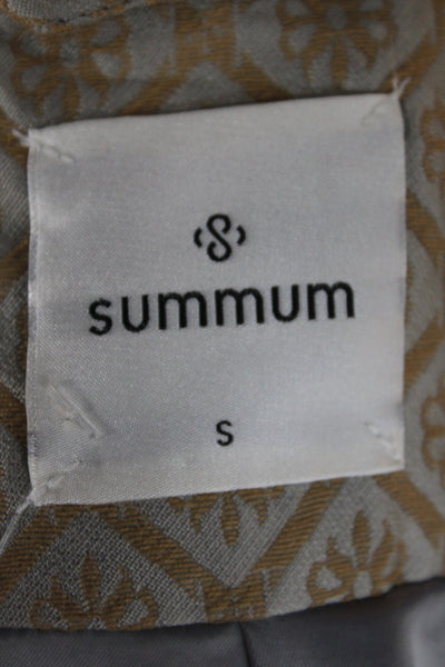 Summum Women Bomber Jacket Beige Argyle Zip Long Sleeve Size 34