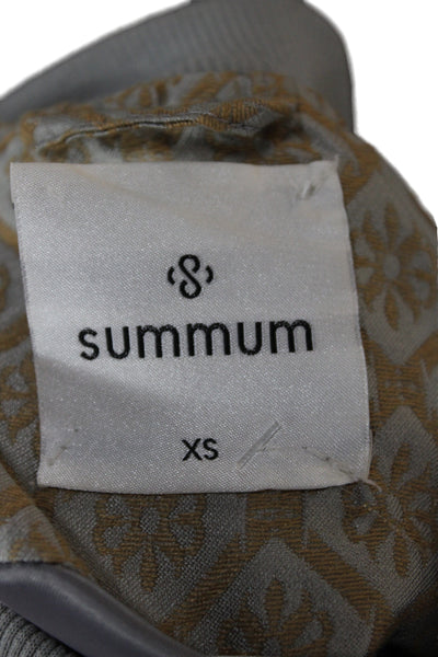 Summum Womens Gold Metallic Geometric Bomber Jacket Zip Long Sleeve Size XS