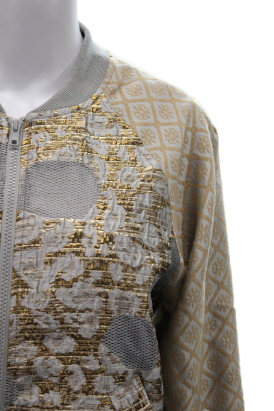Summum Women Bomber Jacket Gold Metallic Zip Long Sleeve Size XS