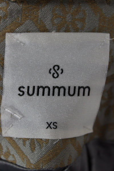 Summum Women Bomber Jacket Gold Metallic Zip Long Sleeve Size XS