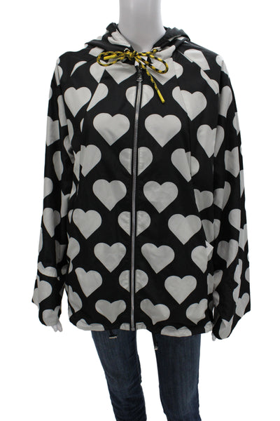 Renuar Women Windbreaker Black Geometric Zip Long Sleeve Polyester Size 2XL