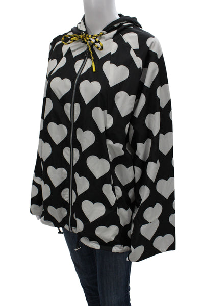 Renuar Women Windbreaker Black Geometric Zip Long Sleeve Polyester Size 2XL