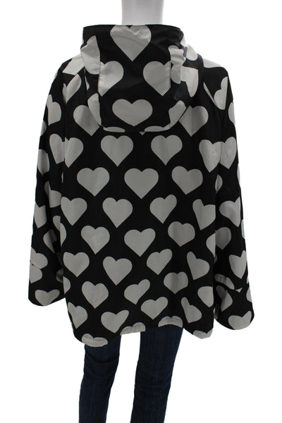 Renuar Women Windbreaker Black Geometric Zip Long Sleeve Polyester Size 2XL