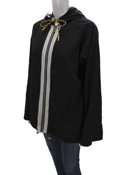 Renuar Women Windbreaker Black Geometric Zip Long Sleeve Polyester Size 2XL