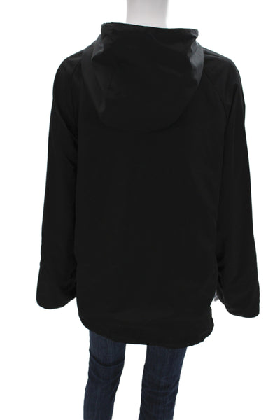 Renuar Women Windbreaker Black Geometric Zip Long Sleeve Polyester Size 2XL