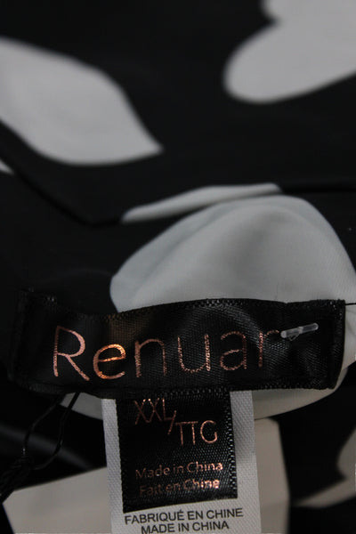 Renuar Women Windbreaker Black Geometric Zip Long Sleeve Polyester Size 2XL