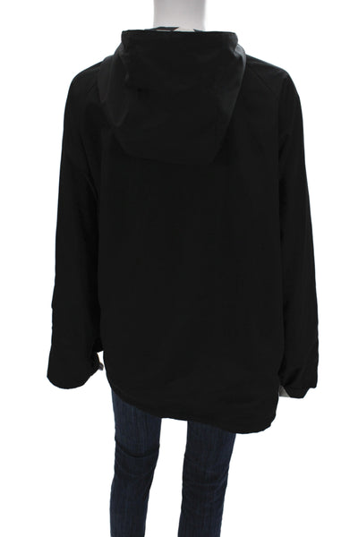 Renuar Womens Black Geometric Hearts Rain Coat Zip Long Sleeve Size M