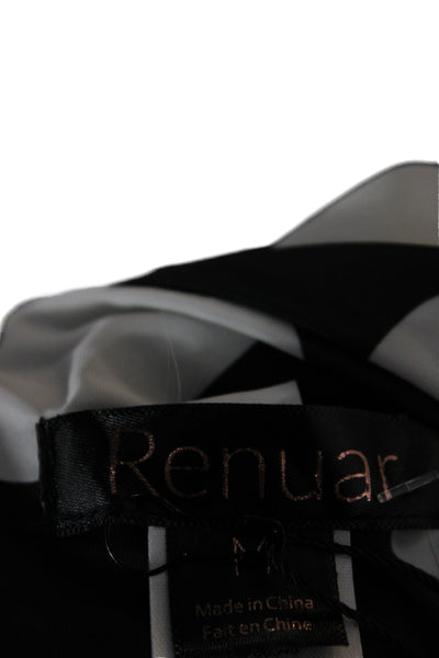 Renuar Womens Black Geometric Hearts Rain Coat Zip Long Sleeve Size M