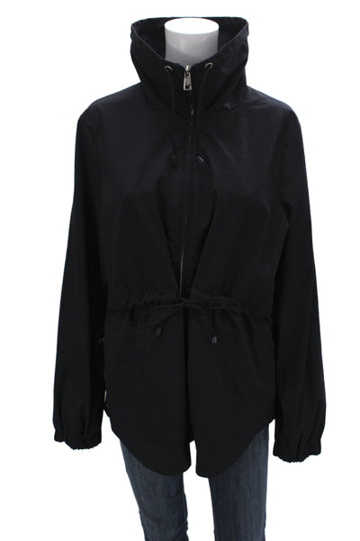 Renuar Women Anorak Jacket Black Drawstring Long Sleeve Size L