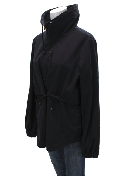 Renuar Women Anorak Jacket Black Drawstring Long Sleeve Size L