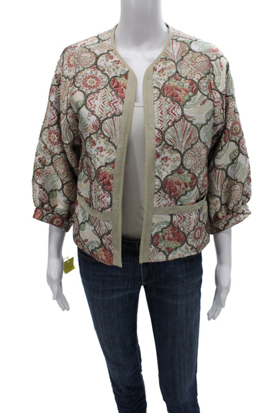 Summum Womens Quilted Geometric Multicolor Jacket Size 34