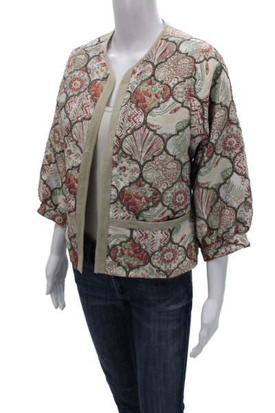 Summum Womens Quilted Geometric Multicolor Jacket Size 34