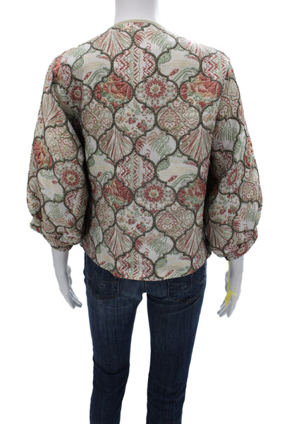 Summum Womens Quilted Geometric Multicolor Jacket Size 34