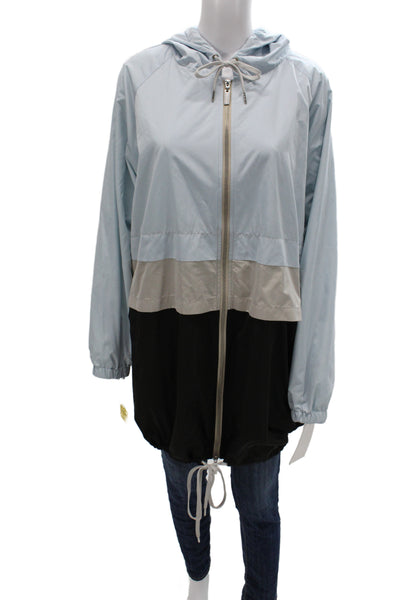 Nikki Jones Women Windbreaker Jacket Blue Zip Long Sleeve Casual Size XL