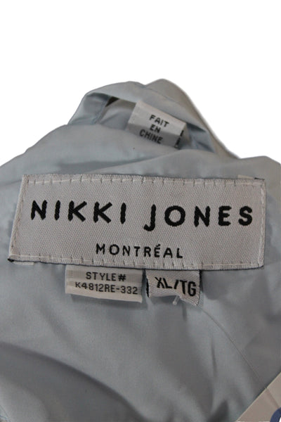 Nikki Jones Women Windbreaker Jacket Blue Zip Long Sleeve Casual Size XL