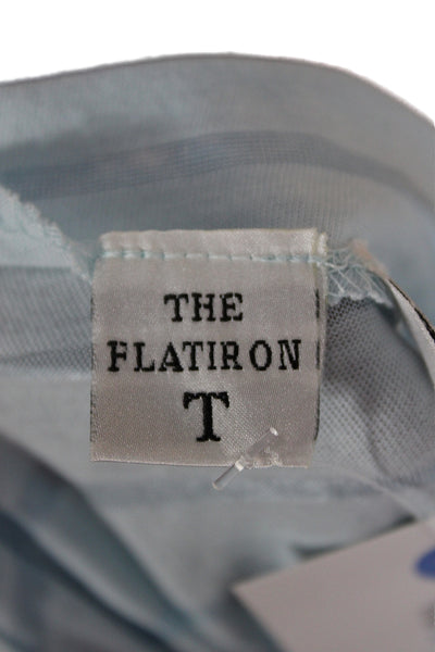 Flat Iron Workshop Women Basic Striped Boat Neck 3/4 Sleeve T-Shirt Blue Size S