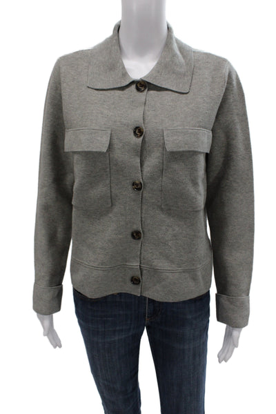 Tribal Womens Basic Jacket Gray Collared Long Sleeve 50% Viscose Size M