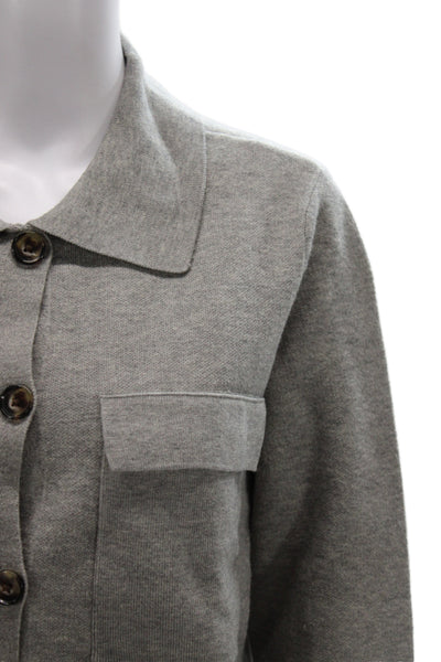 Tribal Womens Basic Jacket Gray Collared Long Sleeve 50% Viscose Size M