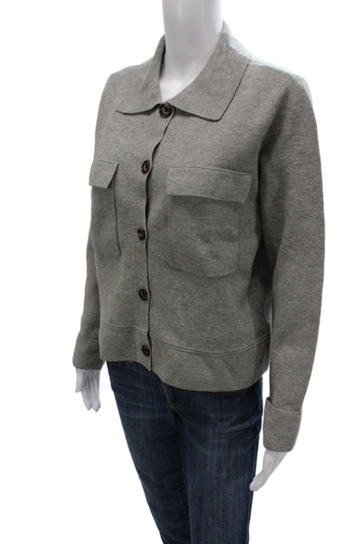 Tribal Womens Basic Jacket Gray Collared Long Sleeve 50% Viscose Size M