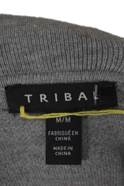 Tribal Womens Basic Jacket Gray Collared Long Sleeve 50% Viscose Size M