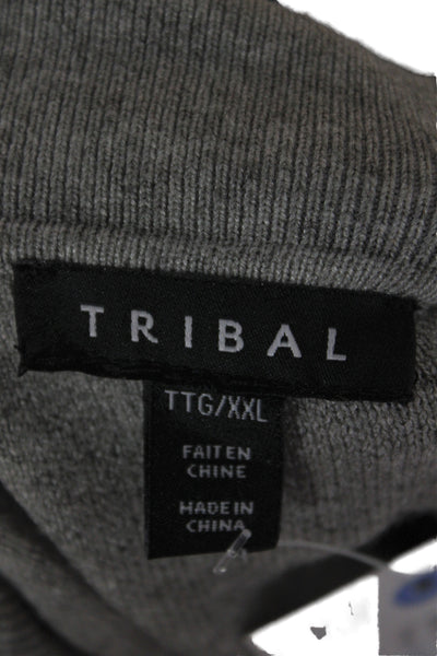 Tribal Women Gray Collar Button Long Sleeve Viscose Blend Basic Jacket Size 2XL