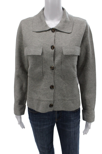 Tribal Womens Basic Jacket Gray Button Long Sleeve Viscose Petite Size S
