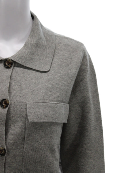 Tribal Womens Basic Jacket Gray Button Long Sleeve Viscose Petite Size S