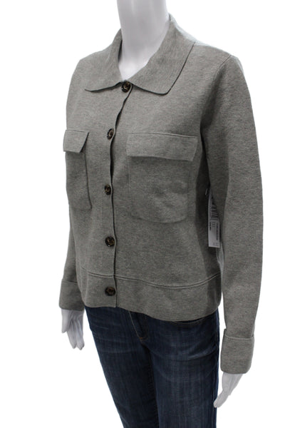 Tribal Womens Basic Jacket Gray Button Long Sleeve Viscose Petite Size S