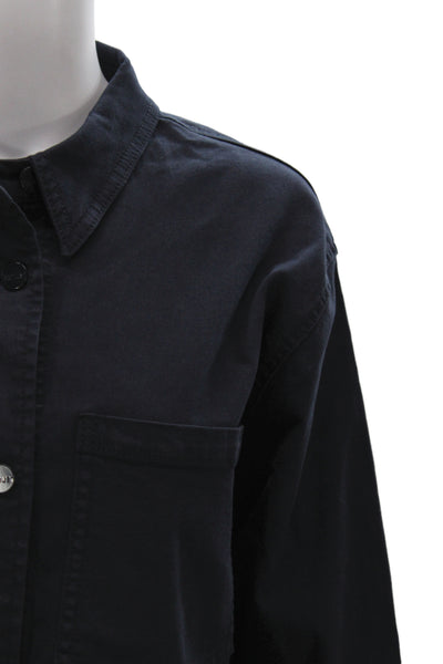 Renuar Women Basic Jacket Black Collared Button 52% Cotton Long Sleeve Size L