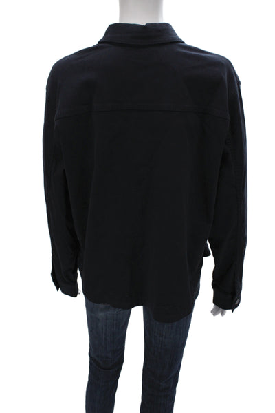 Renuar Women Basic Jacket Black Collared Button 52% Cotton Long Sleeve Size L