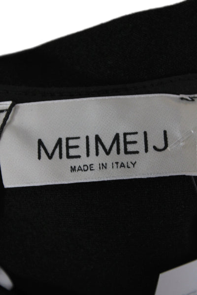 Meimeij Women Basic Black Viscose Crew Neck 3/4 Sleeve Military T-Shirt Size 38
