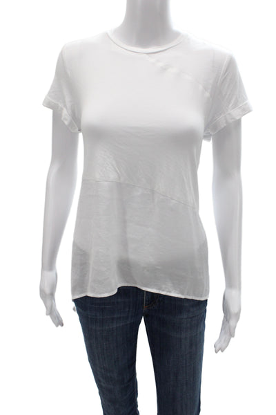 Renuar Women Basic White T Shirt Crew Neck Short Sleeve Polyester Size XS