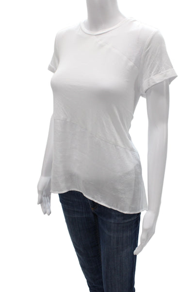 Renuar Women Basic White T Shirt Crew Neck Short Sleeve Polyester Size XS