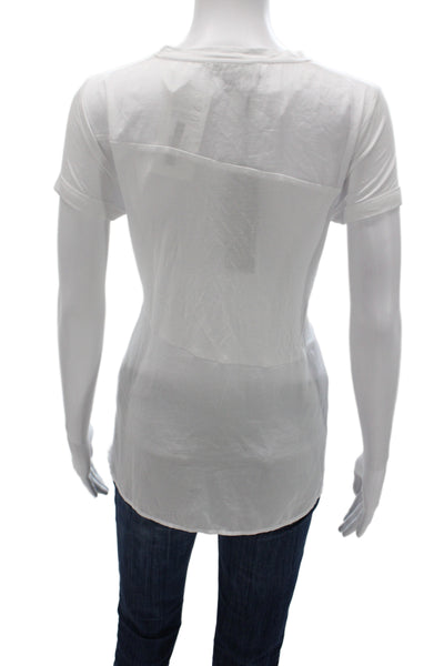 Renuar Women Basic White T Shirt Crew Neck Short Sleeve Polyester Size XS