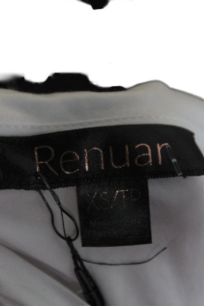 Renuar Women Basic White T Shirt Crew Neck Short Sleeve Polyester Size XS