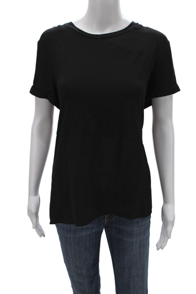 Renuar Women Basic Black Short Sleeve T-Shirt Round Neck Size XL